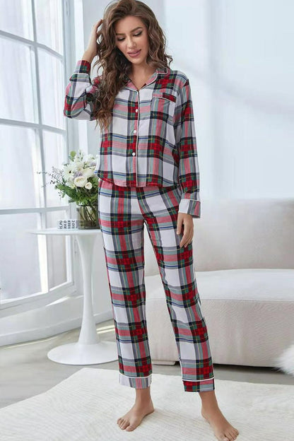 Fable Sleep Bed Time Plaid Top and Pants Lounge Set