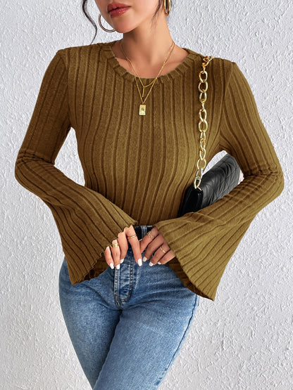 Serene Flare Sleeve Round Neck Shirt