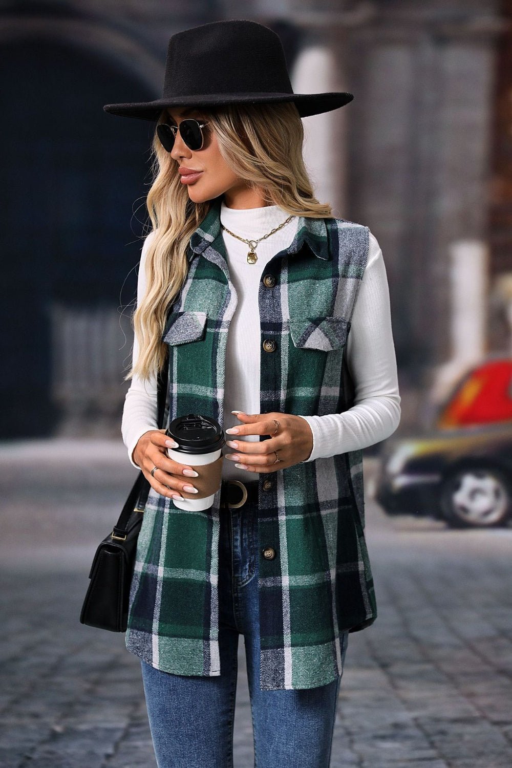 Emily Plaid Button Up Vest