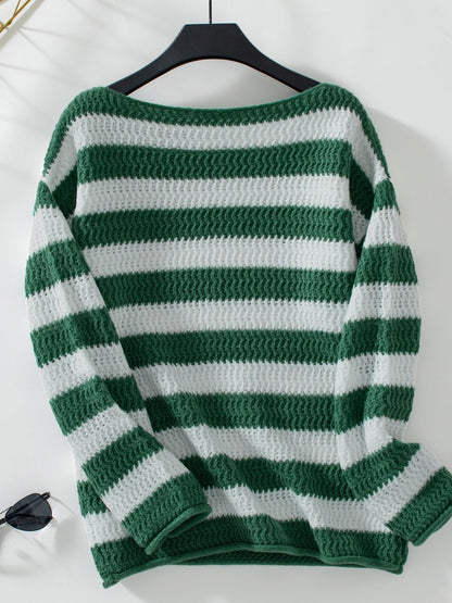 Fable & Fringe Chic Stripe Drop-Shoulder Sweater