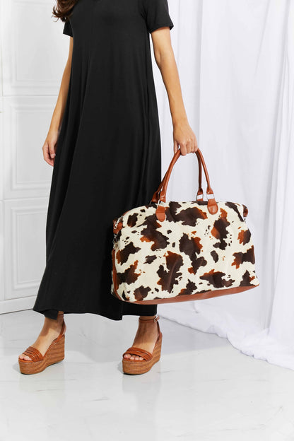 Fable & Fringe Animal Print Plush Weekender Bag