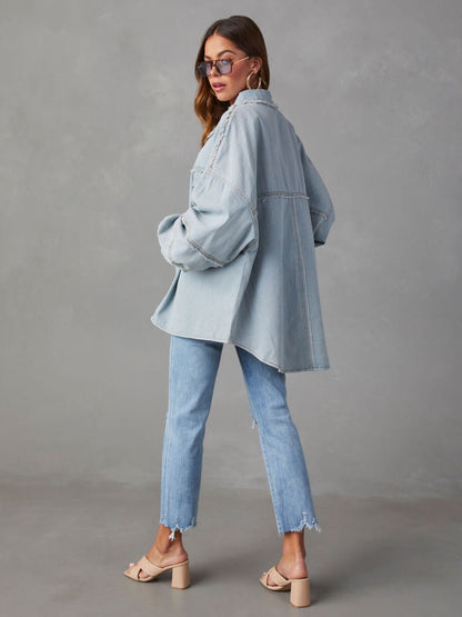 Fable & Fringe Raw Hem Dropped Shoulder Jacket