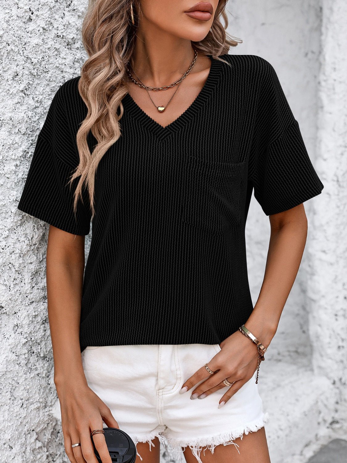 Fable Basic V-Neck Dropped Shoulder T-Shirt