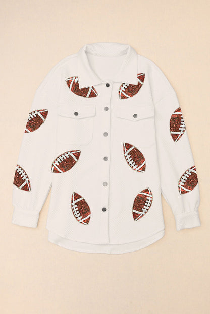 Fable & Fringe Sequin Football Snap Button Jacket