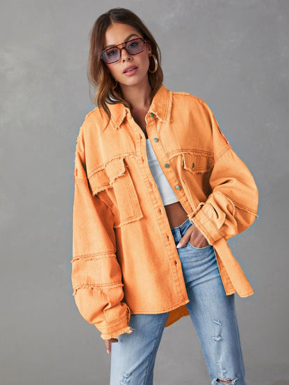 Fable & Fringe Raw Hem Dropped Shoulder Jacket