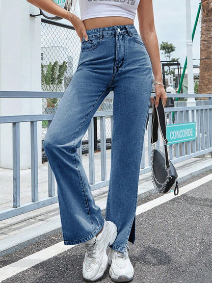 Avenue Slit High-Rise Denim