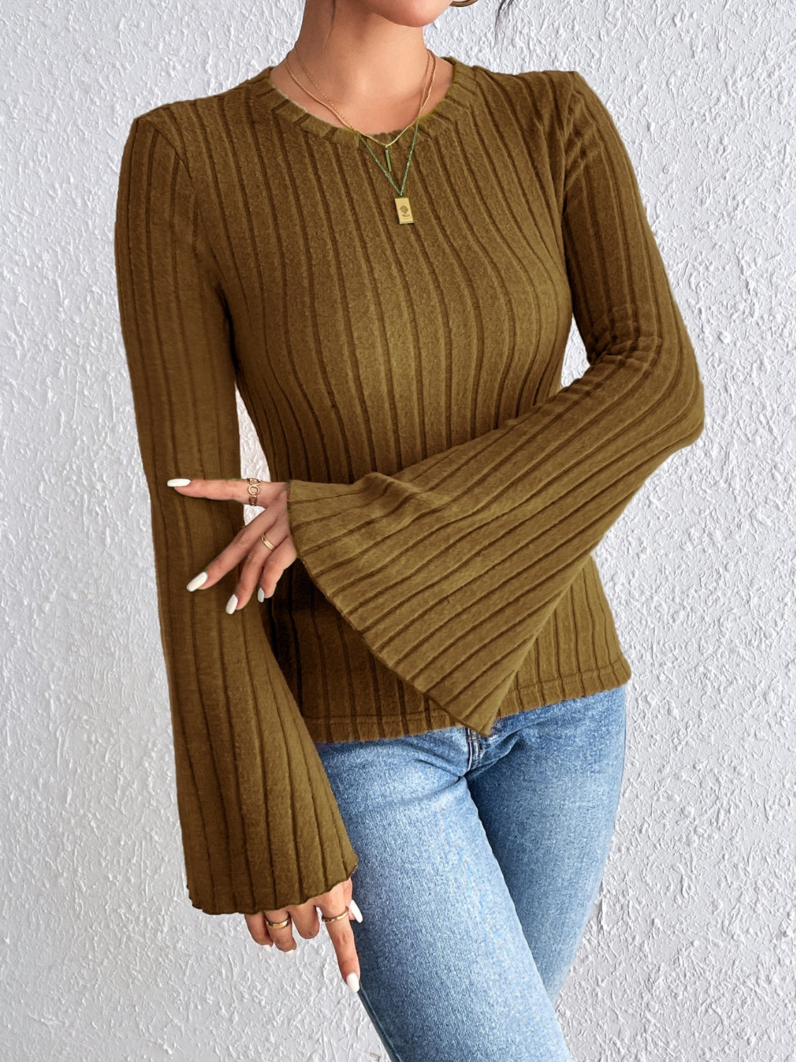 Serene Flare Sleeve Round Neck Shirt