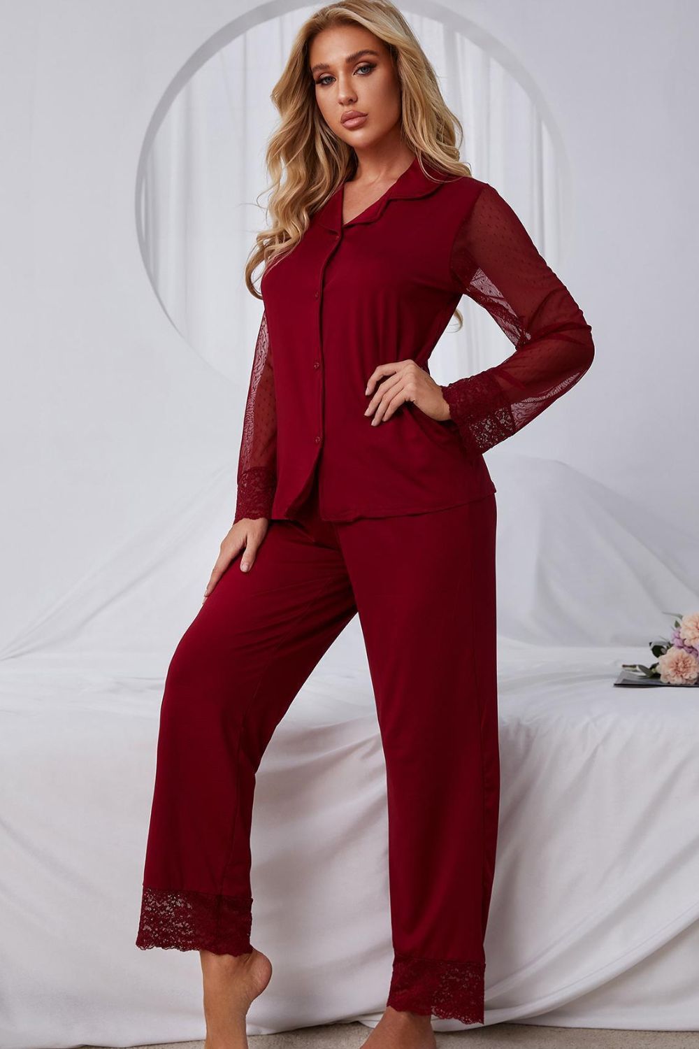 Fable Sleep Ultimate Lounge Lace Lapel Collar Pajama Set