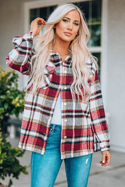 Fable & Fringe Plaid Button Up Overshirt