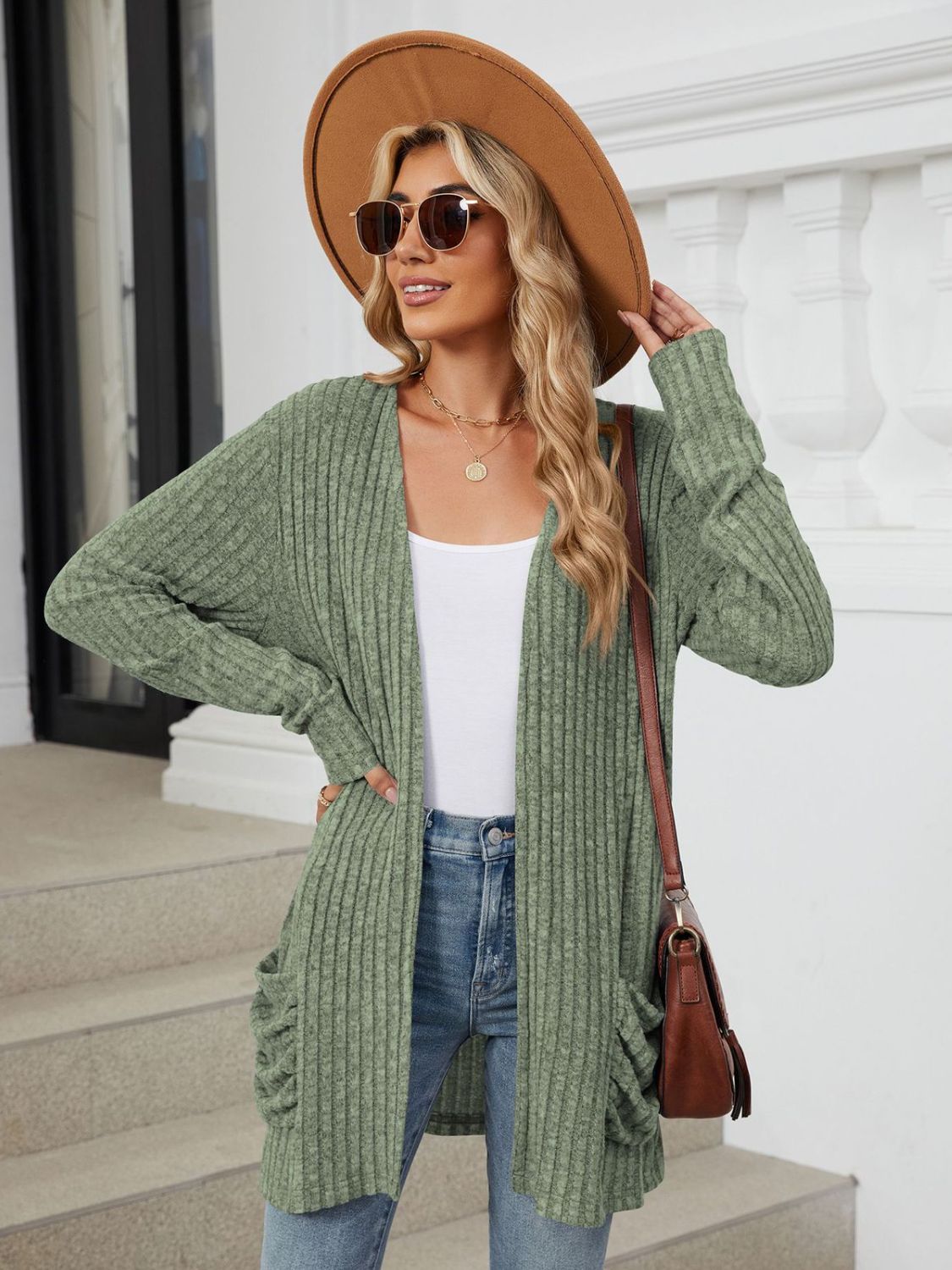 Fable & Fringe Pocketed Long Sleeve Cardigan