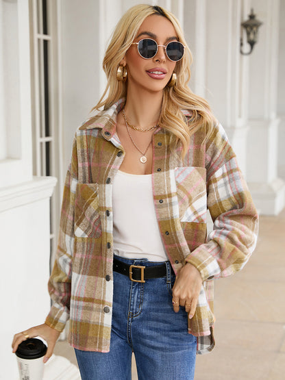 Polly Snap Up Plaid Jacket with Pocket