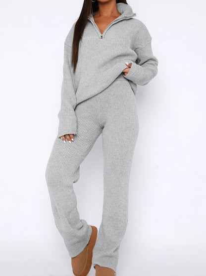 Fable Essentials Quarter Zip Long Sleeve Top and Pants Set