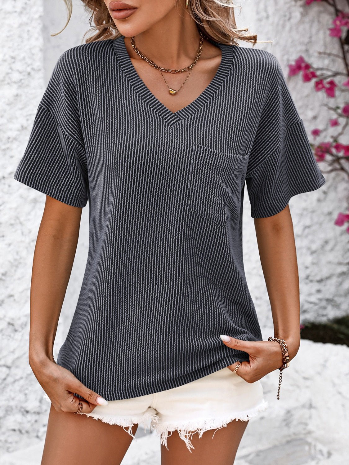 Fable Basic V-Neck Dropped Shoulder T-Shirt