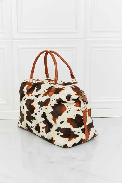 Fable & Fringe Animal Print Plush Weekender Bag