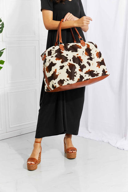 Fable & Fringe Animal Print Plush Weekender Bag