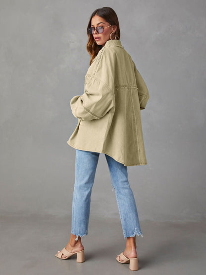 Fable & Fringe Raw Hem Dropped Shoulder Jacket