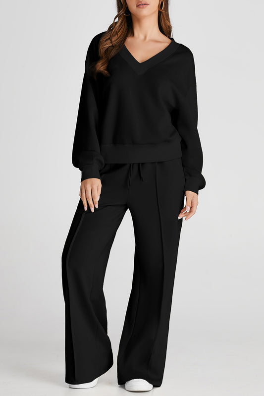 Fable Essentials V-Neck Long Sleeve Top and Pants Active Set