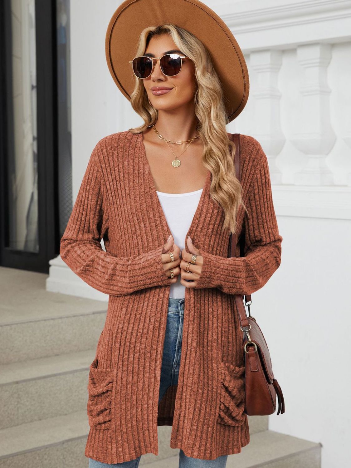 Fable & Fringe Pocketed Long Sleeve Cardigan