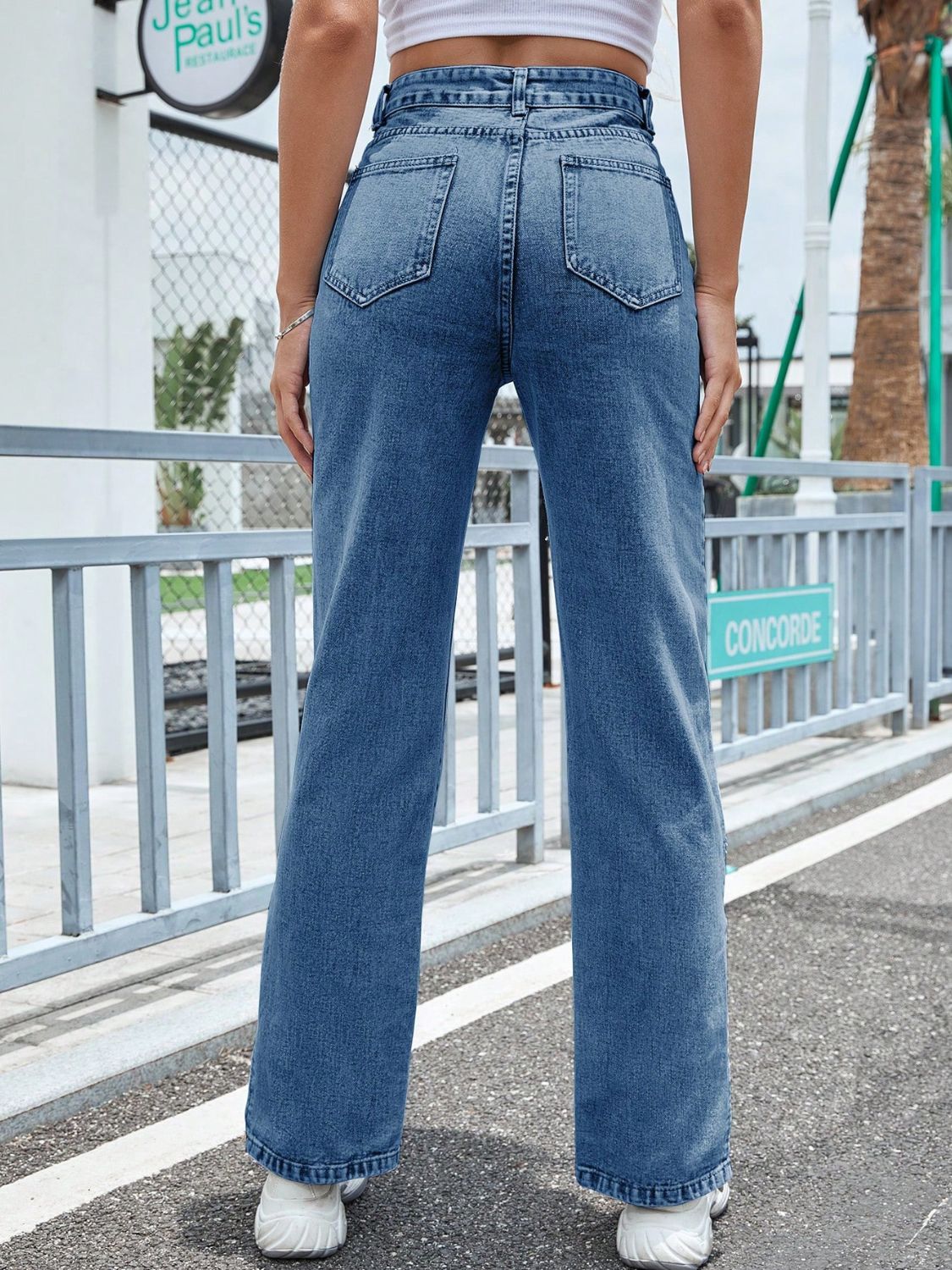 Avenue Slit High-Rise Denim