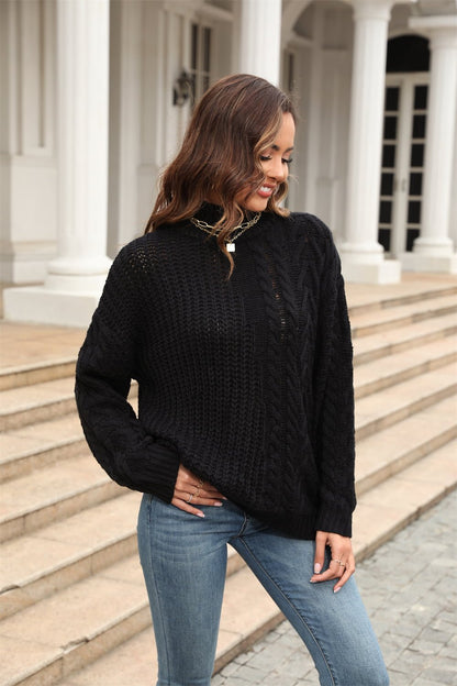 Angel Wings Cable-Knit Turtle Sweater