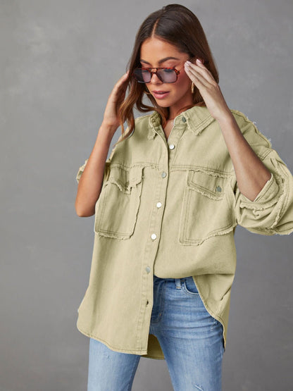 Fable & Fringe Raw Hem Dropped Shoulder Jacket