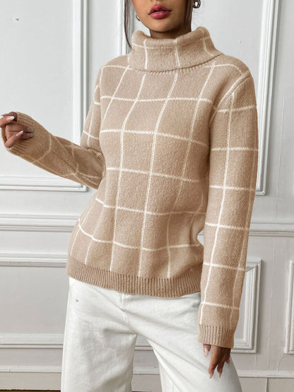 Plaid Perfection Long Sleeve Turtleneck Sweater