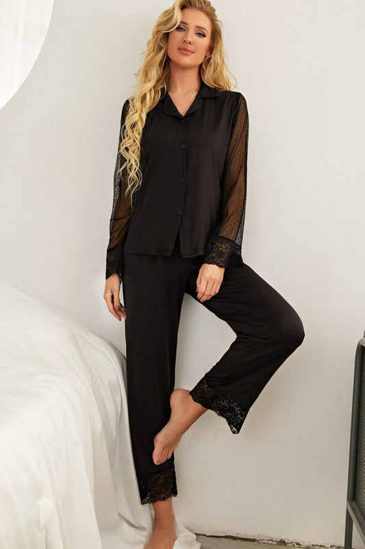 Fable Sleep Ultimate Lounge Lace Lapel Collar Pajama Set