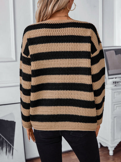 Fable & Fringe Chic Stripe Drop-Shoulder Sweater