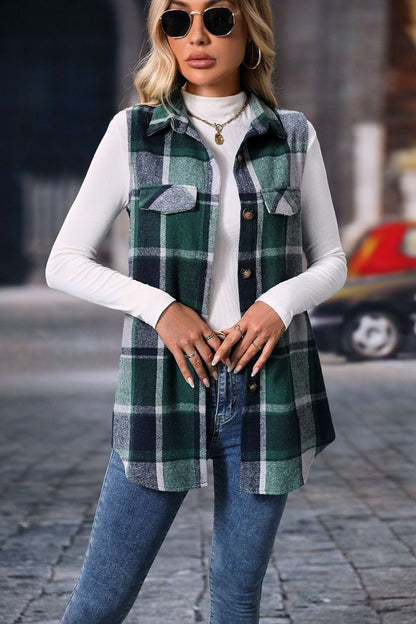 Emily Plaid Button Up Vest