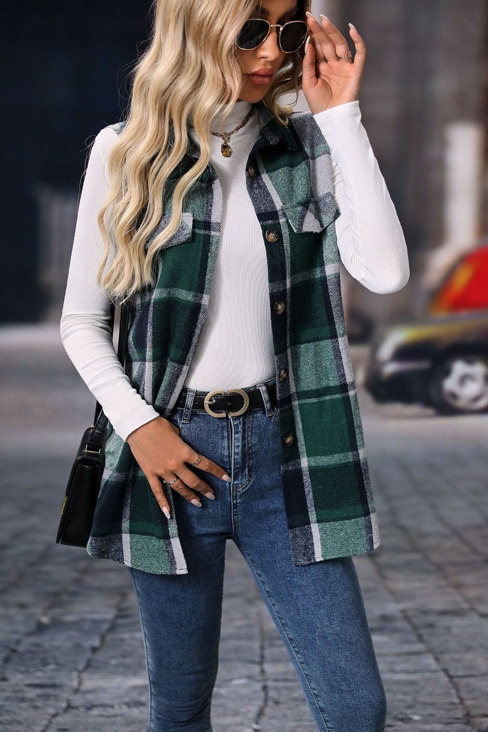 Emily Plaid Button Up Vest