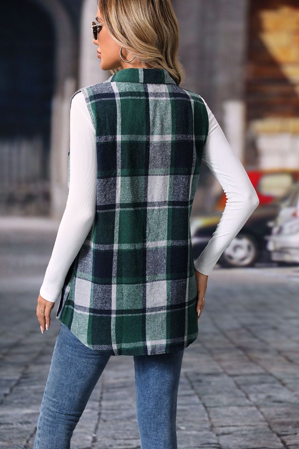 Emily Plaid Button Up Vest