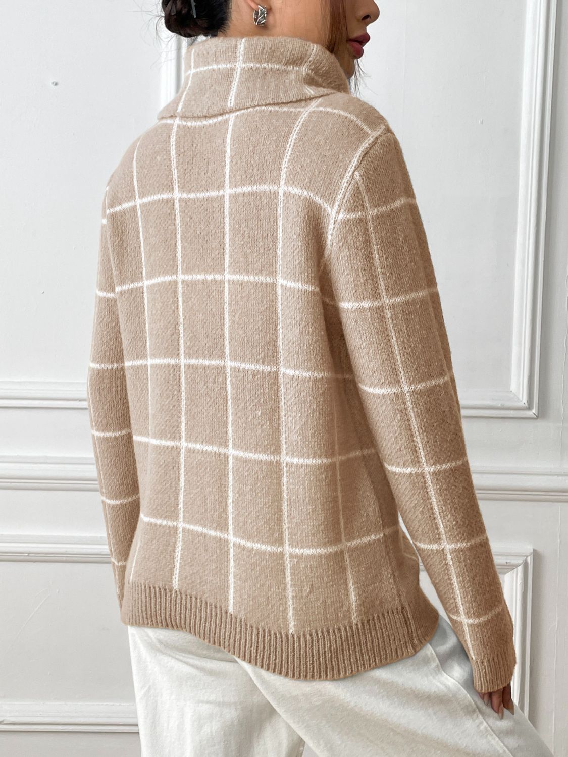 Plaid Perfection Long Sleeve Turtleneck Sweater