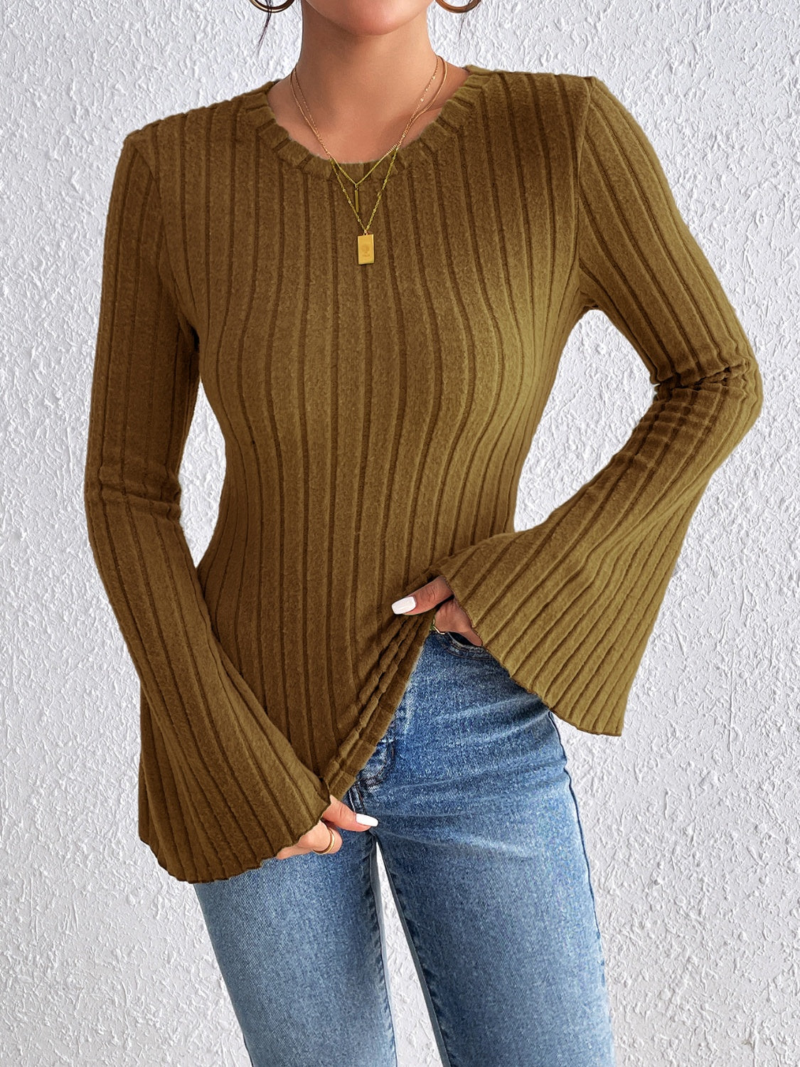 Serene Flare Sleeve Round Neck Shirt