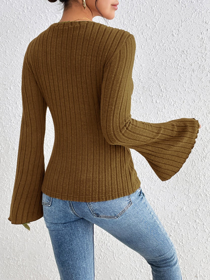 Serene Flare Sleeve Round Neck Shirt