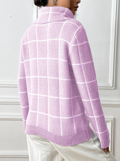 Plaid Perfection Long Sleeve Turtleneck Sweater