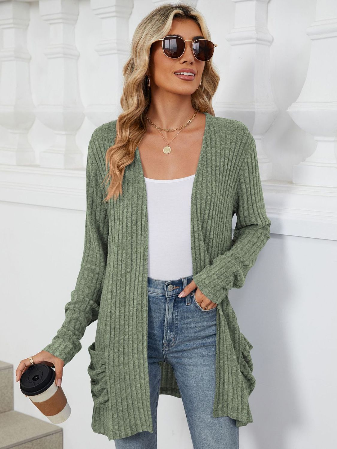 Fable & Fringe Pocketed Long Sleeve Cardigan