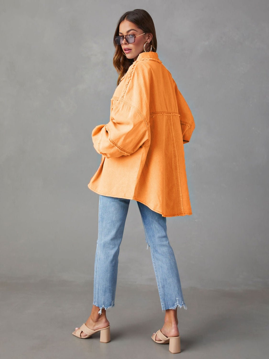 Fable & Fringe Raw Hem Dropped Shoulder Jacket