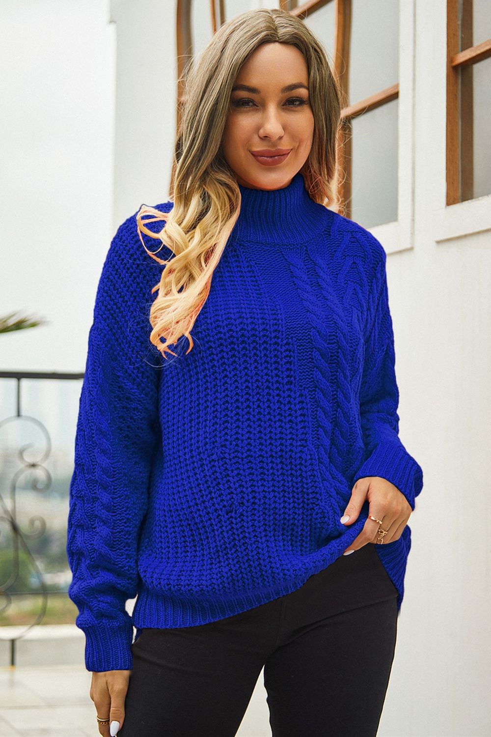 Angel Wings Cable-Knit Turtle Sweater