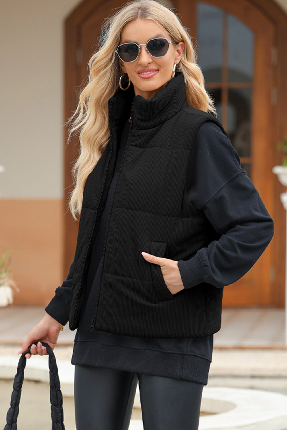 Shelby Pocketed Puffer Turtleneck Vest