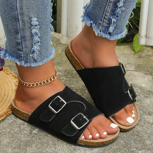 Fable & Fringe Metal Buckle Open Toe Sandals