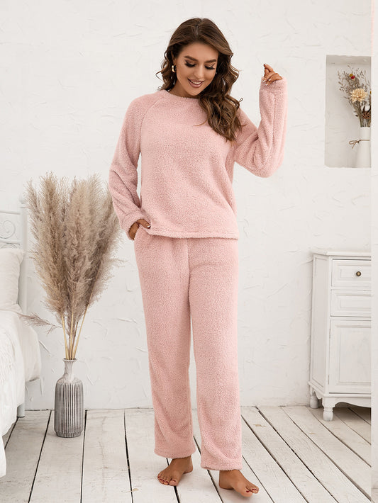 Ivy Lane Teddy Comfort Long Sleeve Top and Pants Lounge Set