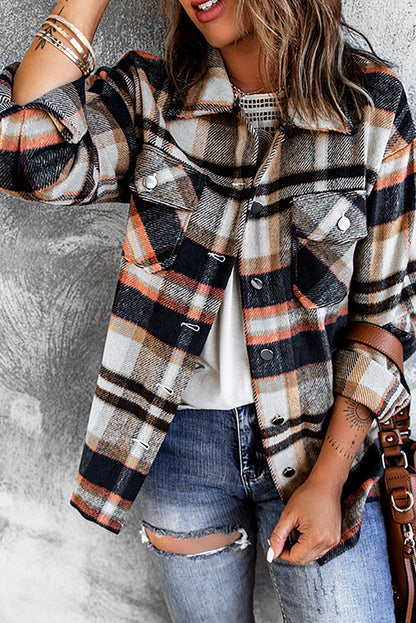 Fable & Fringe Plaid Button Up Overshirt