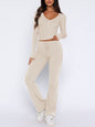 Fable Lounge Extra Cozy V-Neck Long Sleeve Top and Pants Set