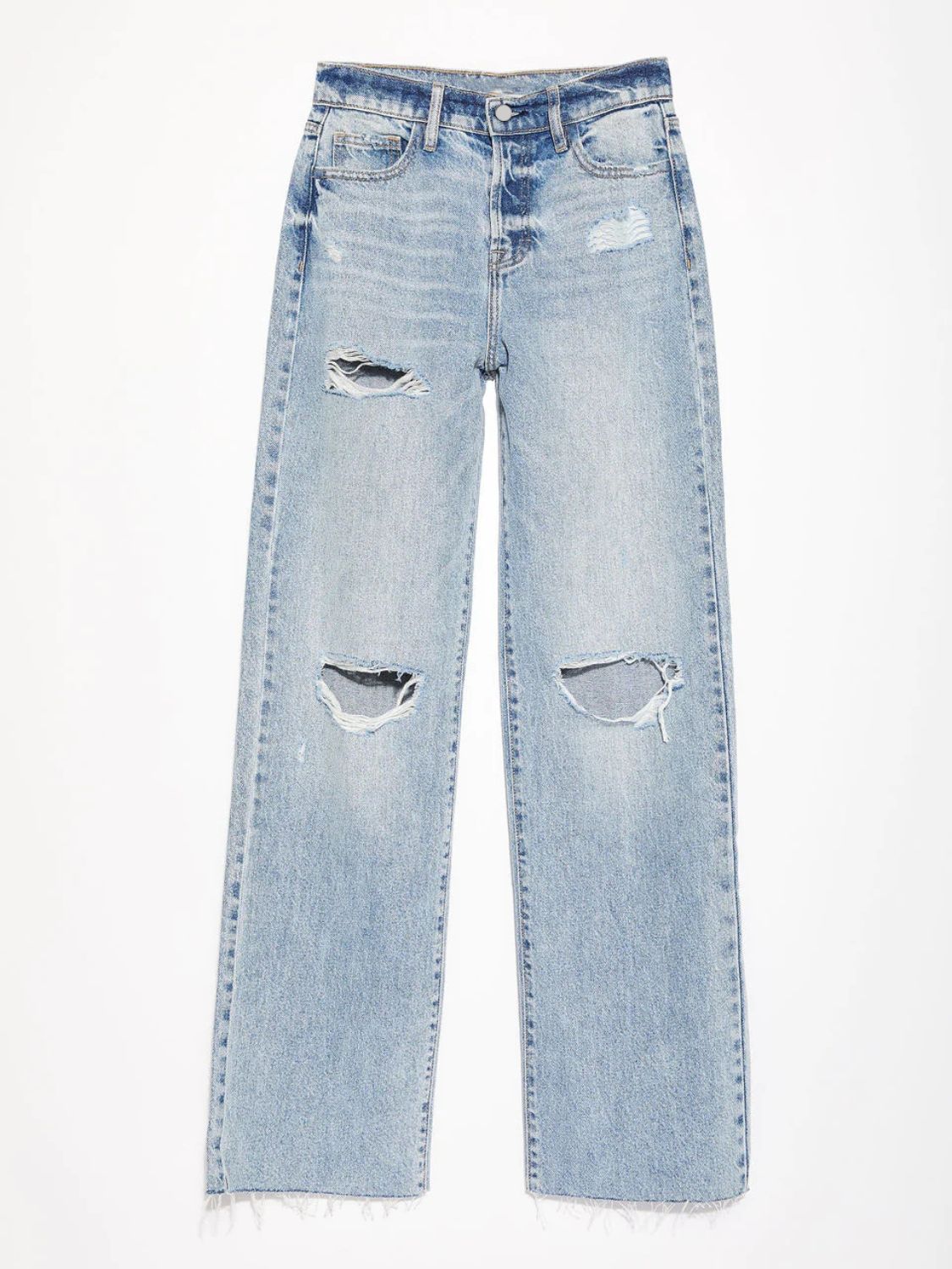 Fable & Fringe Distressed Straight Leg Jeans with Pockets