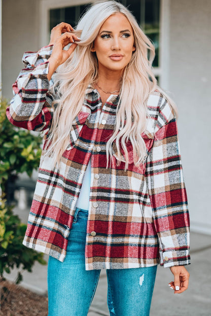 Fable & Fringe Plaid Button Up Overshirt