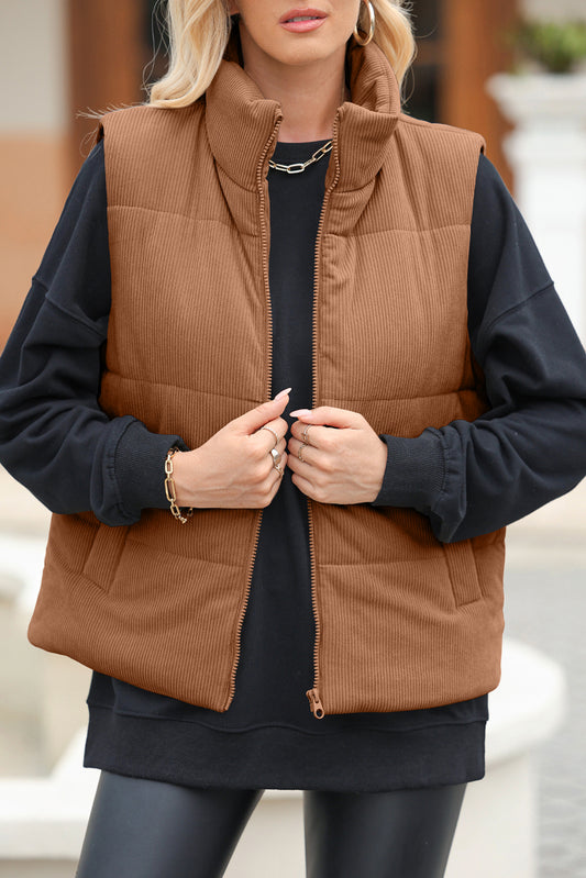 Shelby Pocketed Puffer Turtleneck Vest