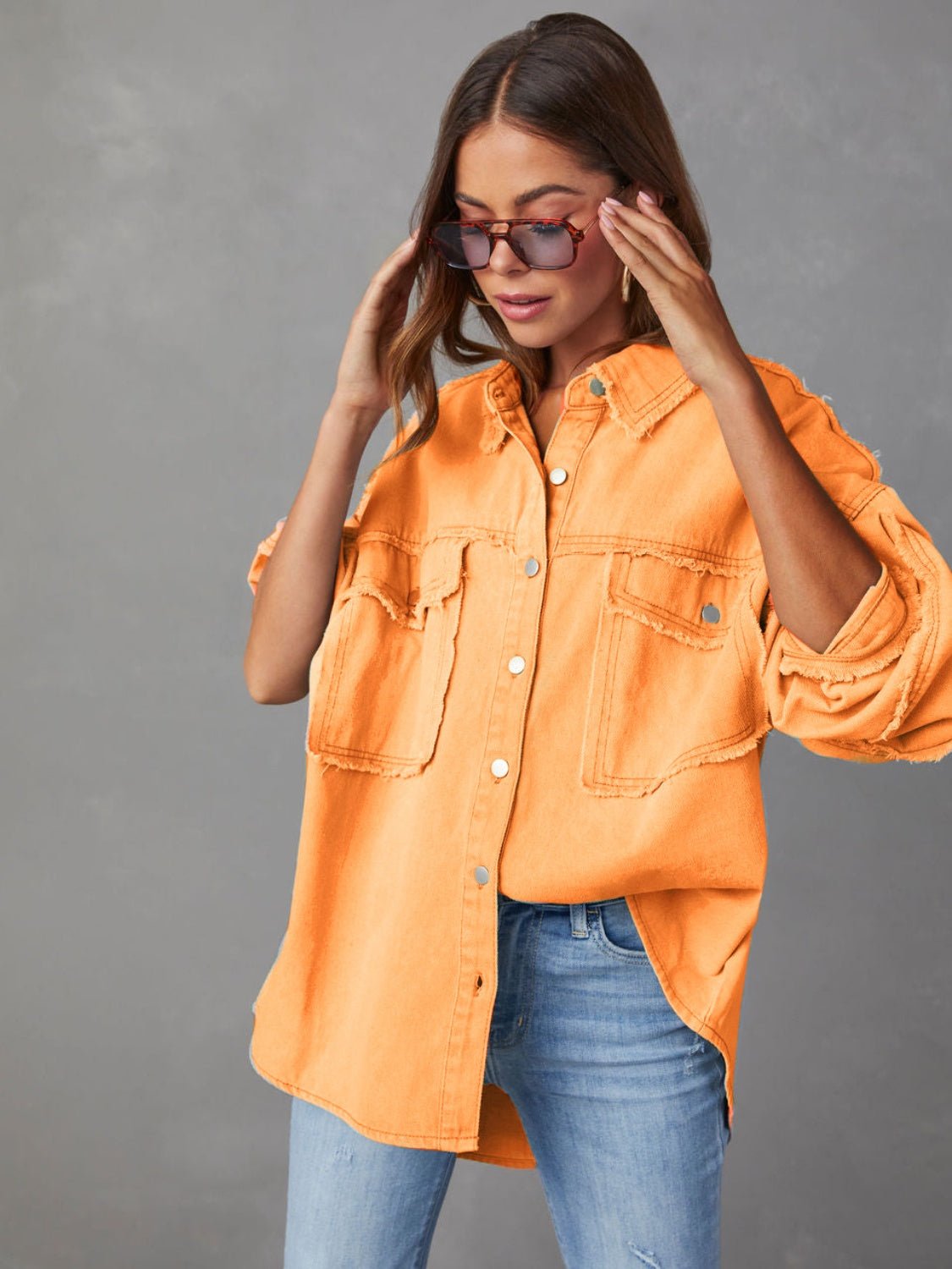 Fable & Fringe Raw Hem Dropped Shoulder Jacket