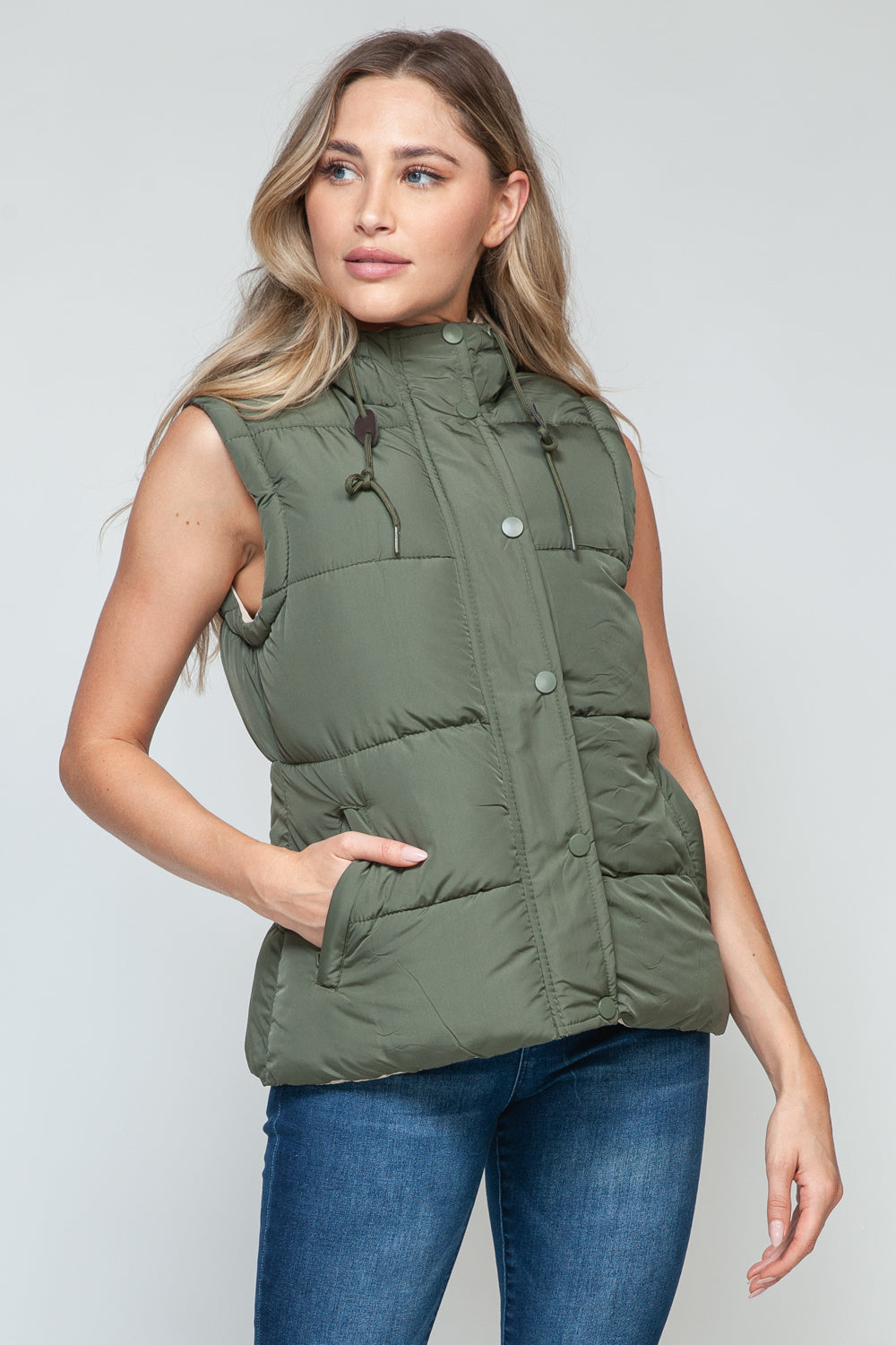 Snobbish Double Insulated Snap and Zip Hooded Vest