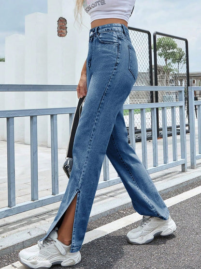 Avenue Slit High-Rise Denim