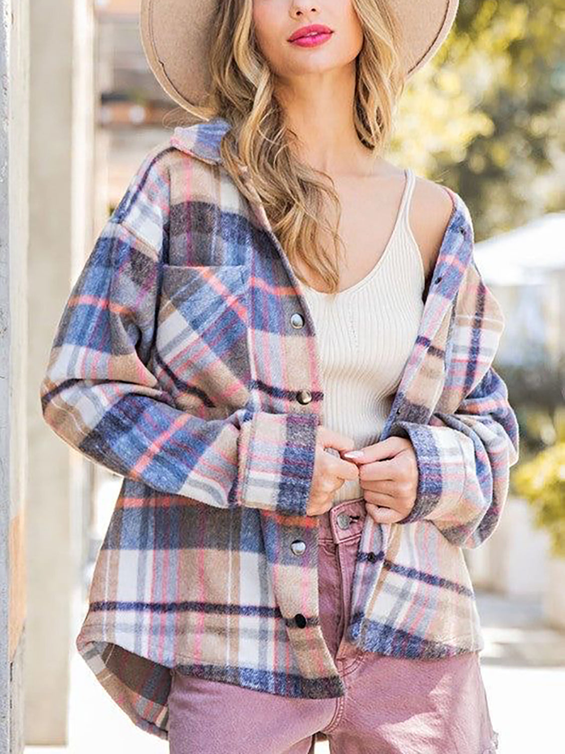 Polly Snap Up Plaid Jacket with Pocket